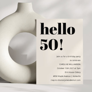 Fette Typografie Ivory Moderne 50. Geburtstagspart Einladung