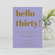 Fette Typografie Lila Gold Moderner 30. Geburtstag