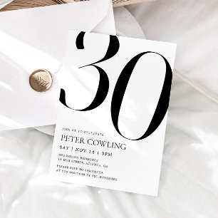 Fette Typografie Minimalistischer 30. Geburtstag Einladung