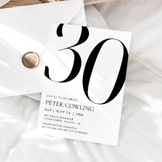 Fette Typografie Minimalistischer 30. Geburtstag Einladung