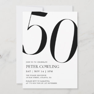 Fette Typografie Minimalistischer 50. Geburtstag Einladung