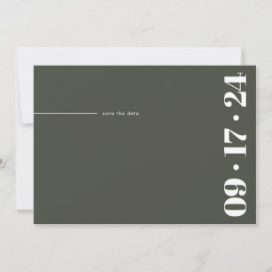 Fette typografie minimalistisches modernes olivgrü save the date