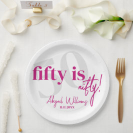 Fette Typografie mit Kalligrafie 50. Geburtstagspa Pappteller