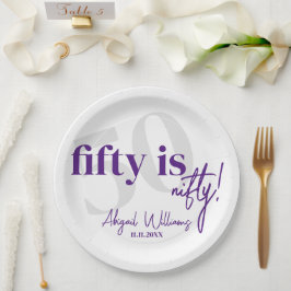 Fette Typografie mit Kalligrafie 50. Geburtstagspa Pappteller