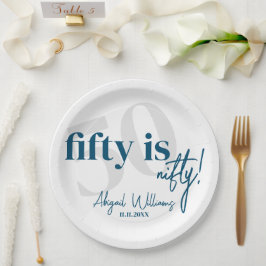 Fette Typografie mit Kalligrafie 50. Geburtstagspa Pappteller