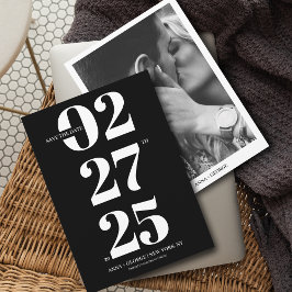 Fette Typografie Moderne Schwarz-Weiß-Foto-Hochzei Save The Date