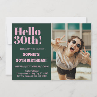 Fette Typografie Modernes 30. Geburtstags-Foto-Par Einladung