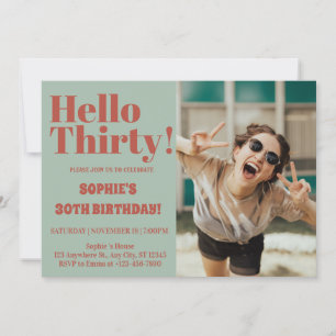Fette Typografie Modernes 30. Geburtstags-Foto-Par Einladung