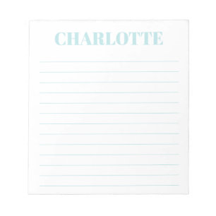Fette Typografie Personalisiert Hellblauer Name Li Notizblock