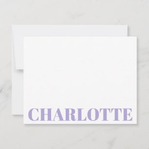 Fette Typografie Personalisierter Lavendel-Name    Mitteilungskarte