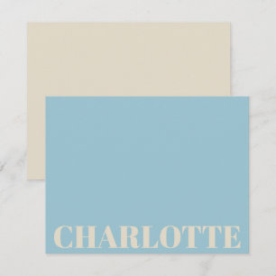 Fette Typografie Personalisierter Name Hellblau Cr Mitteilungskarte