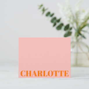 Fette Typografie Personalisierter Name Orange Pink Mitteilungskarte