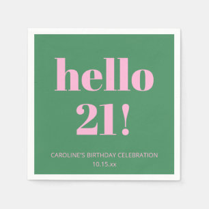 Fette Typografie Pink Grün Moderne 21. Geburtstags Serviette