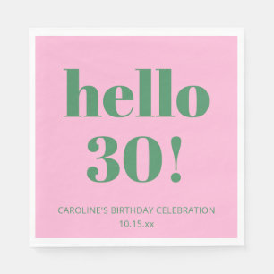 Fette Typografie Pink Grün Moderne 30. Geburtstags Serviette