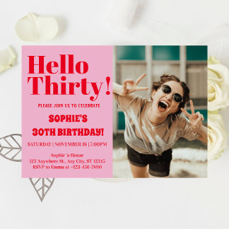 Fette Typografie Pink Moderne 30. Geburtstagsfeier Einladung