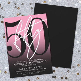 Fette Typografie Pink Moderne 50. Geburtstag Einladung