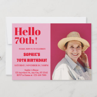 Fette Typografie Pink Moderne Siebzig Geburtstag Einladung