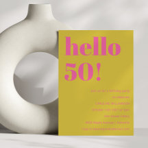 Fette Typografie Pink Yellow Moderne 50. Geburtsta