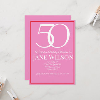 Fette Typografie Rosa 50 und Fabelhaftes Geburtsta Einladung