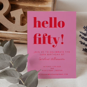Fette Typografie Rosa Moderne 50. Geburtstag Einladung
