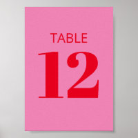 Fette Typografie Rosa Rot Modernes Tischnummernsch