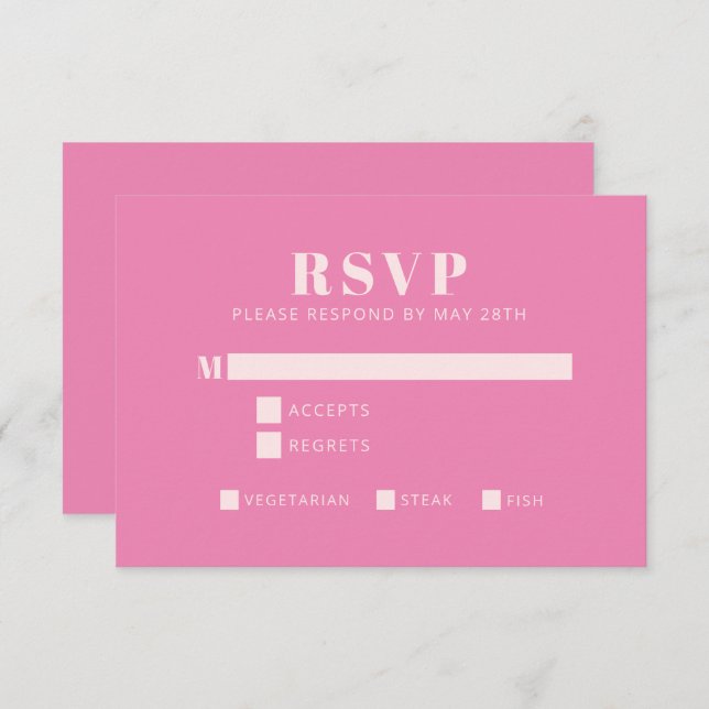 Fette Typografie Rosa und Blüte Moderne Bat Mitzva RSVP Karte (Vorne/Hinten)
