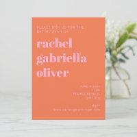 Fette Typografie Rosa und Orange Moderne Bat Mitzw