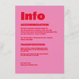 Fette Typografie, rosa und rote Hochzeit Begleitkarte