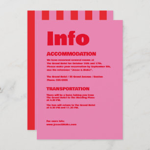 Fette Typografie, rosa und rote Hochzeit Begleitkarte