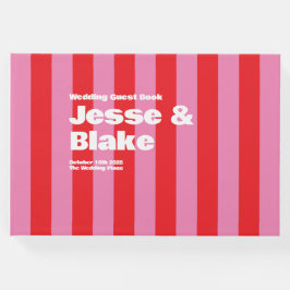 Fette Typografie, rosa und rote Hochzeit Gästebuch
