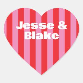 Fette Typografie, rosa und rote Hochzeit Herz-Aufkleber