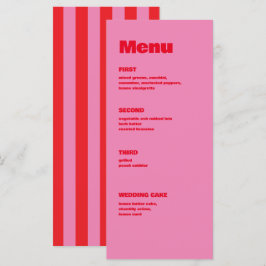 Fette Typografie, rosa und rote Hochzeit Menükarte