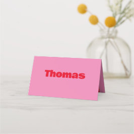 Fette Typografie, rosa und rote Hochzeit Platzkarte