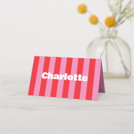 Fette Typografie, rosa und rote Hochzeit Platzkarte