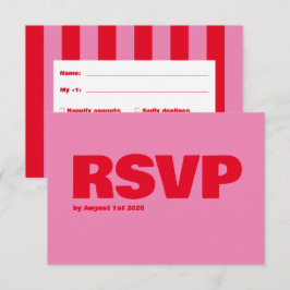 Fette Typografie, rosa und rote Hochzeit RSVP Karte