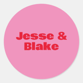 Fette Typografie, rosa und rote Hochzeit Runder Aufkleber