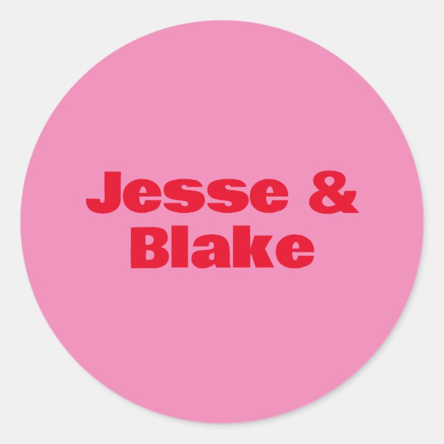 Fette Typografie, rosa und rote Hochzeit Runder Aufkleber (Vorderseite)