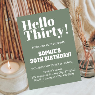 Fette Typografie Sage Green 30. Geburtstag  Einladung
