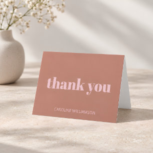 Fette Typografie Terrakotta Blush Moderne Geburtst Dankeskarte