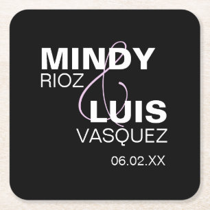 Fette Typografie Und-Zeichen Rosa Schwarz  Rechteckiger Pappuntersetzer