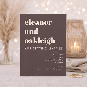 Fette Typografie Warmbraune Moderne Hochzeit Einladung