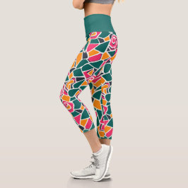 Fette Umriss-Rose Liebe Capri Leggings