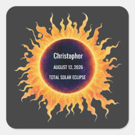 Fette Wasserfarbe Totale Sonnenfinsternis 2026 Nam Quadratischer Aufkleber