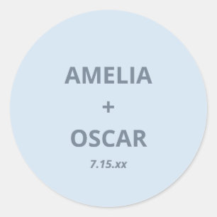 Fette weiche blaue moderne Hochzeitsnamen Datum Be Runder Aufkleber