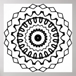 Fette Wellenring-Mandala mit Diamant-Rand-Kunst Poster