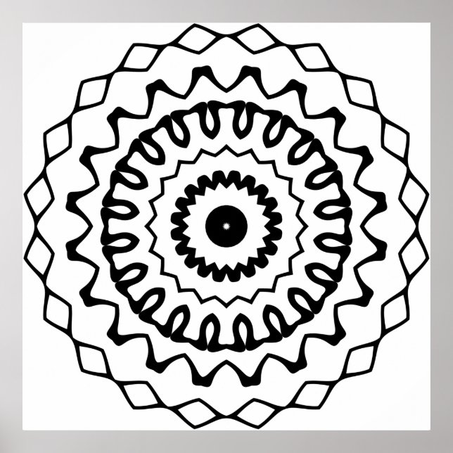 Fette Wellenring-Mandala mit Diamant-Rand-Kunst Poster (Vorne)