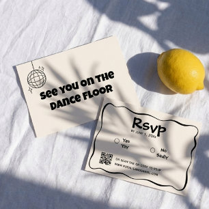 Fette Whimsical Retro Handgezeichnete Disco-Kugel RSVP Karte