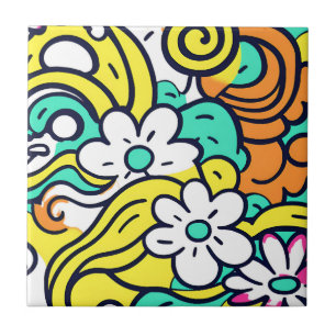Fette Y2K-Wildblumen-Vibrant-Spring-Dekoration Fliese