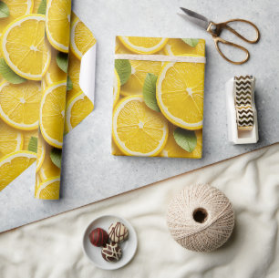 Fette Zitronenscheibe Glänzendes Geschenk Geschenkpapier