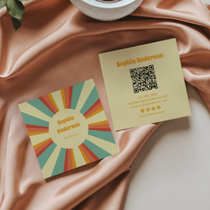 Fetter 70er-Jahre-Stil mit individuellem QR-Code - Quadratische Visitenkarte